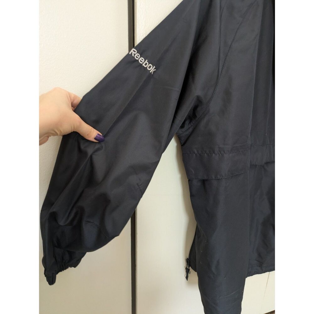 Packable Black Women's Reebok Vintage Style Windbreaker Sz M - Picture 5 of 13